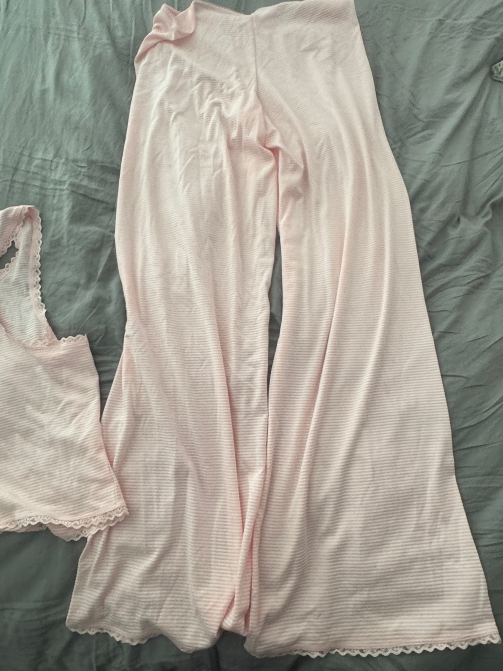 Victoria's Secret Light Pink Ribbed Tank & Wide-Leg Lounge Set - Picture 8 of 9